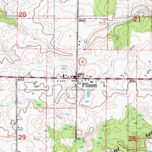 Topographic Map of Pilsen, WI