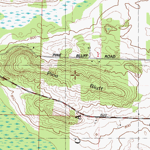 Topographic Map of Pine Bluff, WI