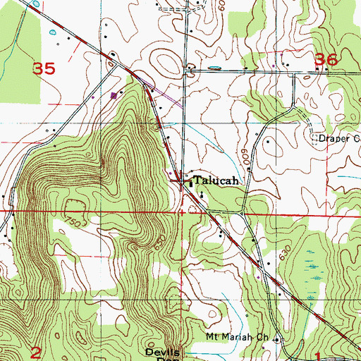 Topographic Map of Talucah, AL