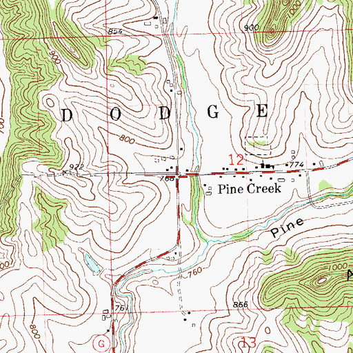 Topographic Map of Pine Creek, WI