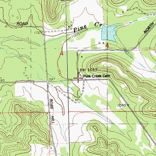 Topographic Map of Pine Creek Cemetery, WI