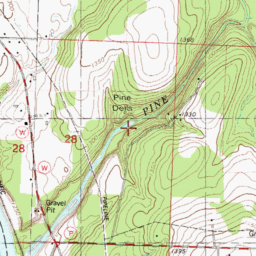 Topographic Map of Pine Dells, WI