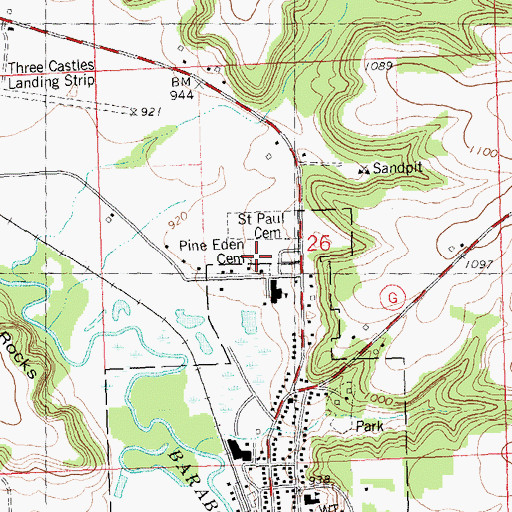 Topographic Map of Pine Eden Cemetery, WI