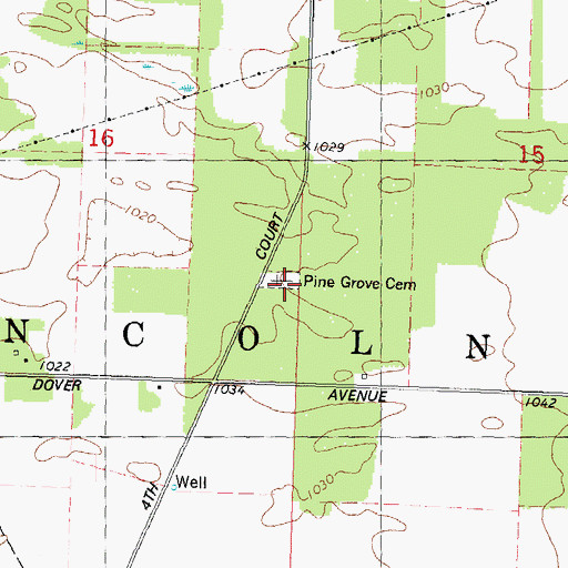 Topographic Map of Pine Grove Cemetery, WI