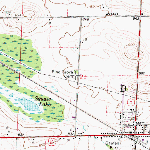 Topographic Map of Pine Grove Cemetery, WI