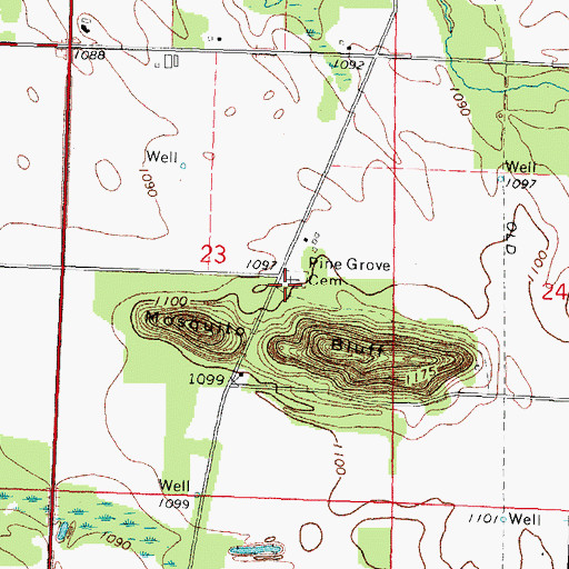 Topographic Map of Pine Grove Cemetery, WI