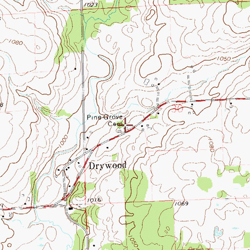 Topographic Map of Pine Grove Cemetery, WI