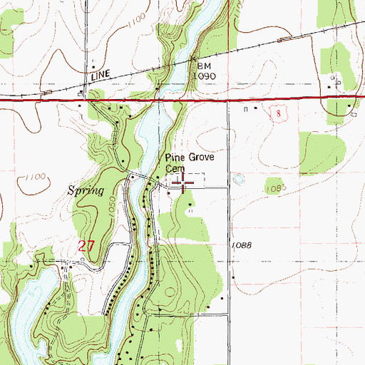Topographic Map of Pine Grove Cemetery, WI