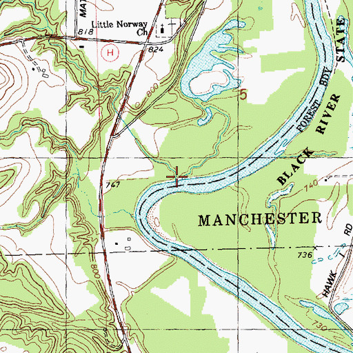 Topographic Map of Pine Grove Creek, WI