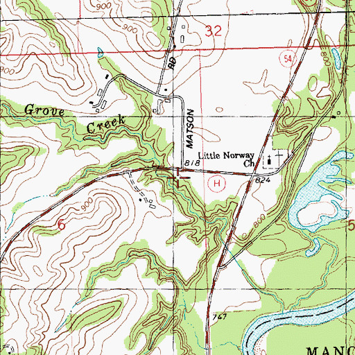 Topographic Map of Pine Grove School, WI