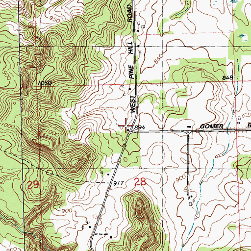 Topographic Map of Pine Hill School, WI