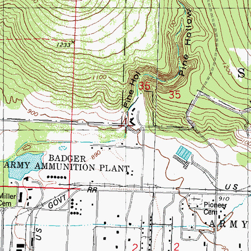 Topographic Map of Pine Hollow, WI