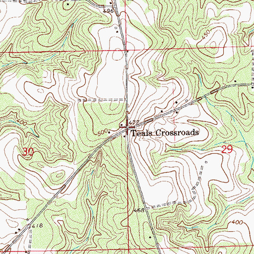 Topographic Map of Teals Crossroads, AL