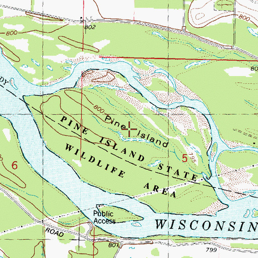 Topographic Map of Pine Island, WI