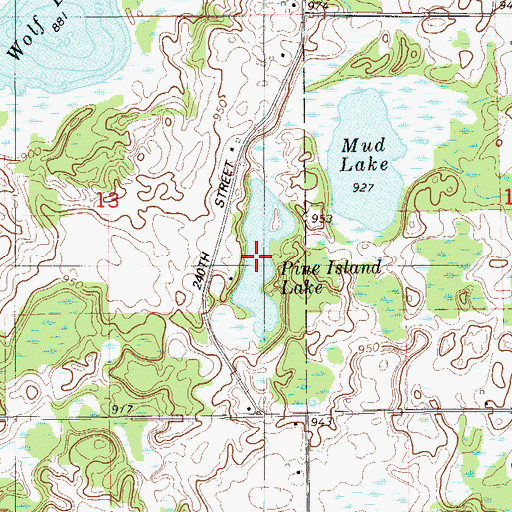 Topographic Map of Pine Island Lake, WI