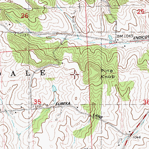 Topographic Map of Pine Knob, WI