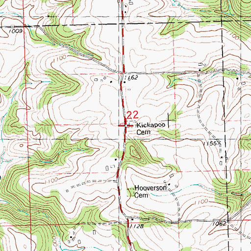 Topographic Map of Pine Knob Church, WI