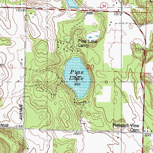 Topographic Map of Pine Lake, WI