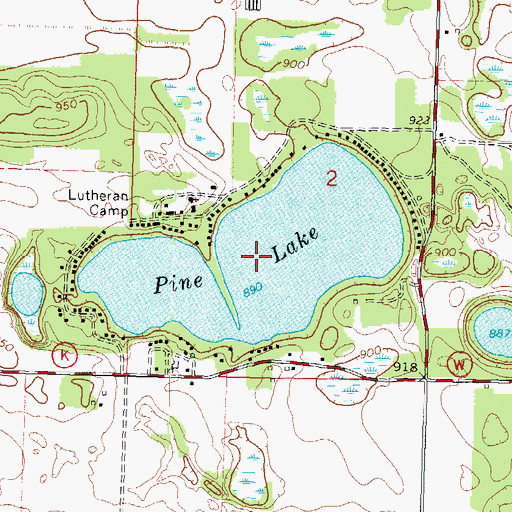 Topographic Map of Pine Lake, WI