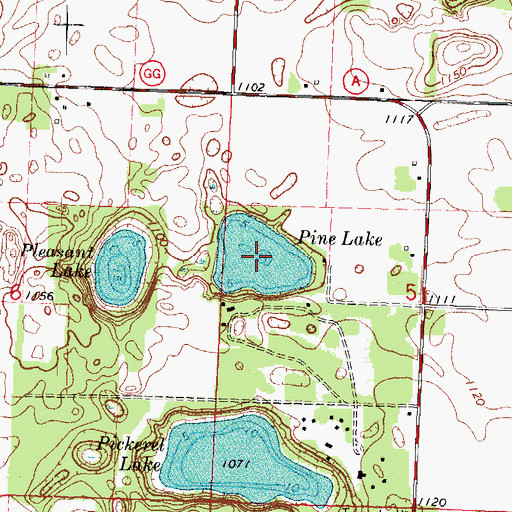 Topographic Map of Pine Lake, WI