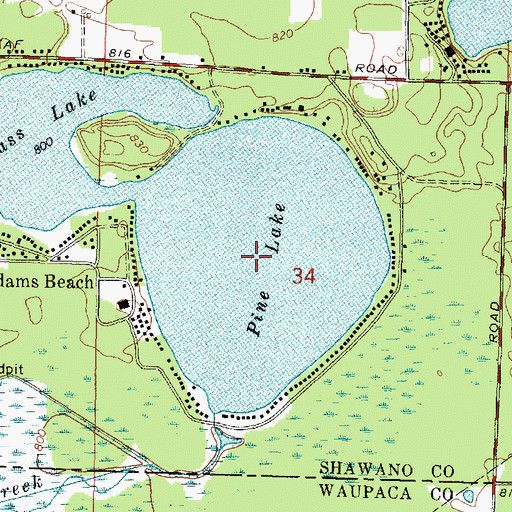 Topographic Map of Pine Lake, WI