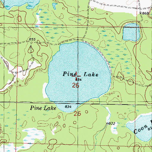 Topographic Map of Pine Lake, WI