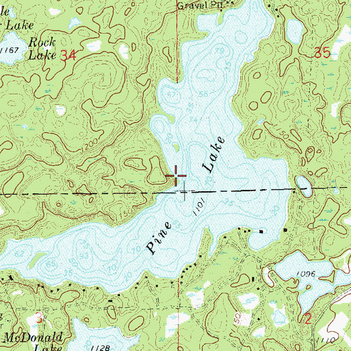 Topographic Map of Pine Lake, WI