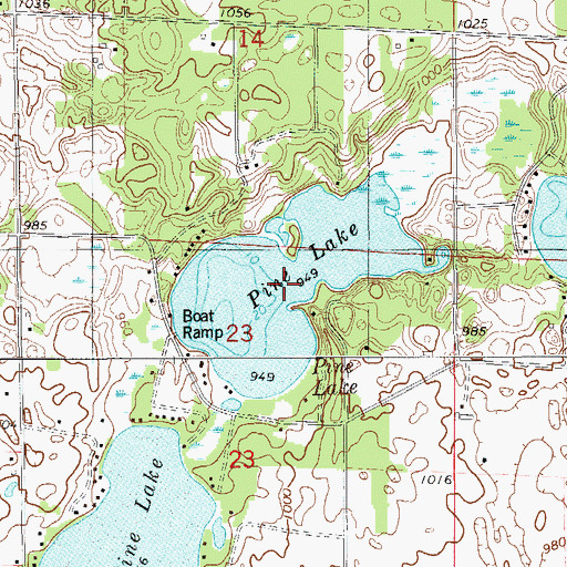 Topographic Map of Pine Lake, WI