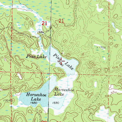 Topographic Map of Pine Lake, WI