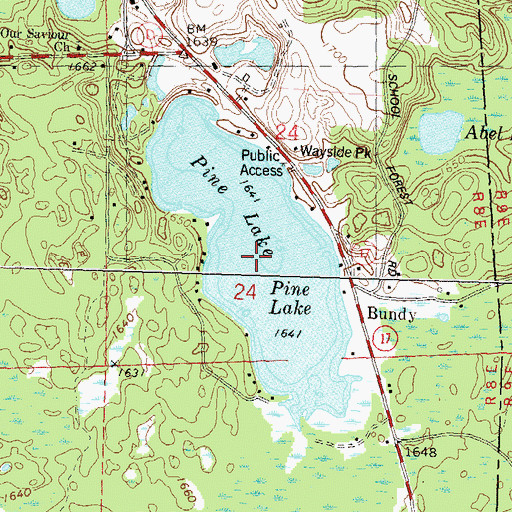 Topographic Map of Pine Lake, WI