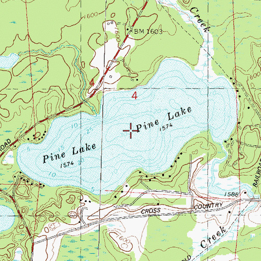 Topographic Map of Pine Lake, WI