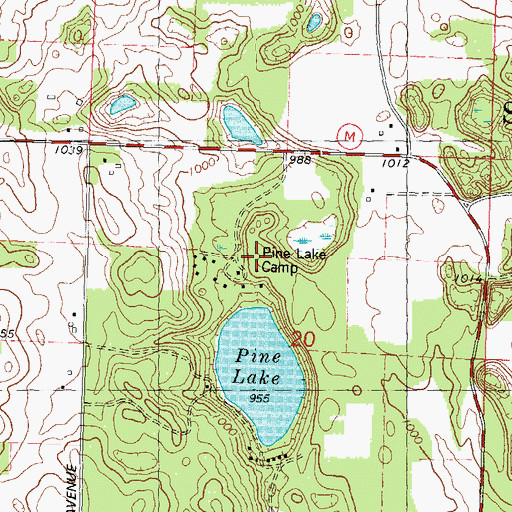 Topographic Map of Pine Lake Camp, WI
