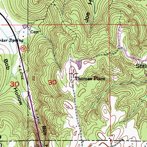 Topographic Map of Thomas Place, AL