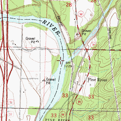 Topographic Map of Pine River, WI