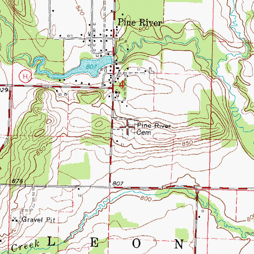 Topographic Map of Pine River Cemetery, WI