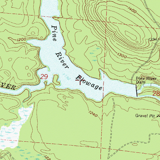 Topographic Map of Pine River Flowage, WI
