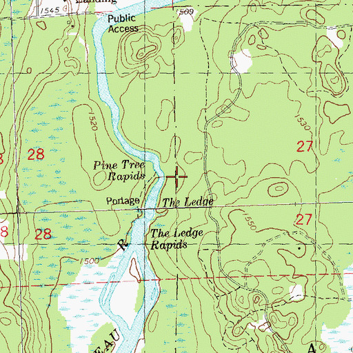 Topographic Map of Pine Tree Rapids, WI