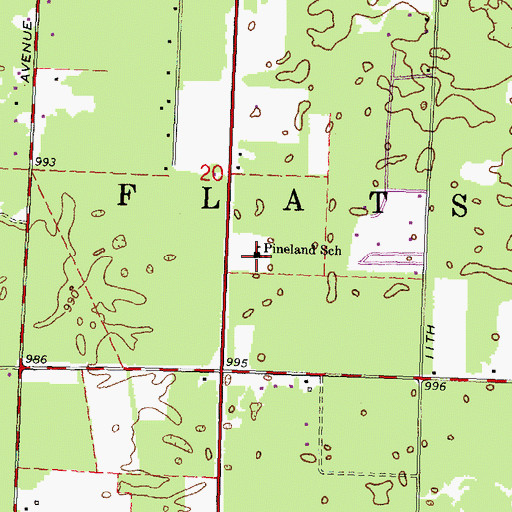 Topographic Map of Pine Land Elementary School, WI