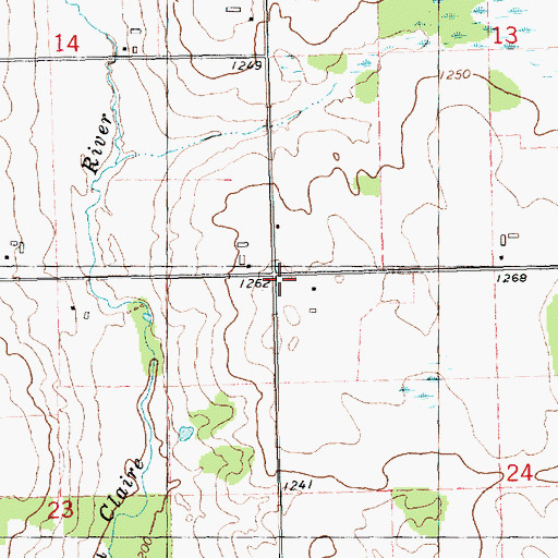 Topographic Map of Pineland School (historical), WI