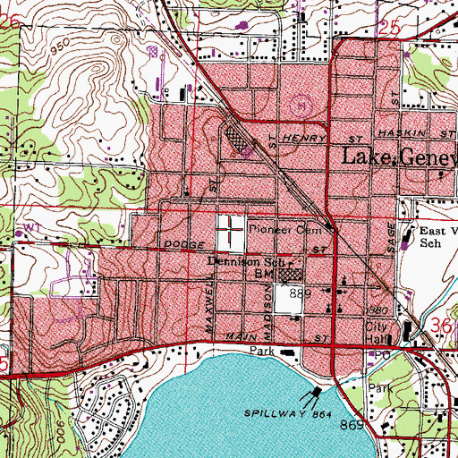 Topographic Map of Pioneer Cemetery, WI