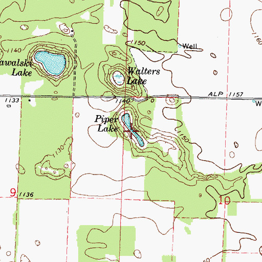 Topographic Map of Piper Lake, WI