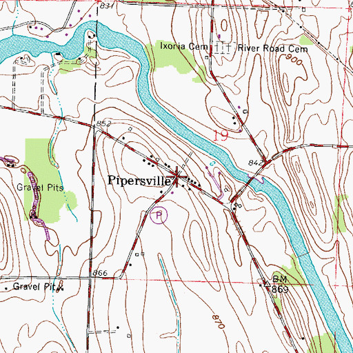 Topographic Map of Pipersville, WI