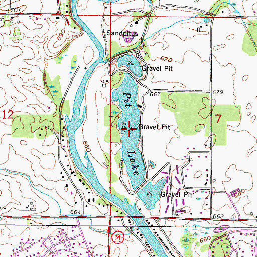 Topographic Map of Pit Lake, WI