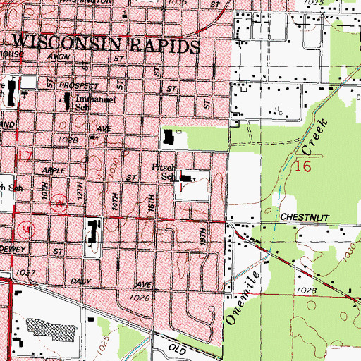 Topographic Map of Pitsch Elementary School, WI