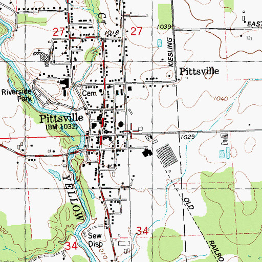 Topographic Map of Pittsville, WI