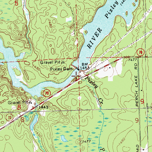 Topographic Map of Pixley Creek, WI