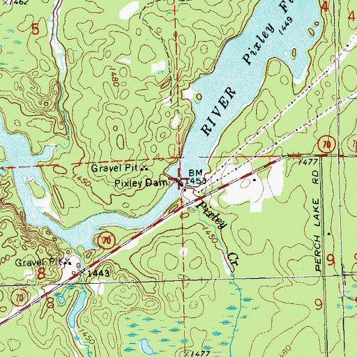 Topographic Map of Pixley Dam, WI