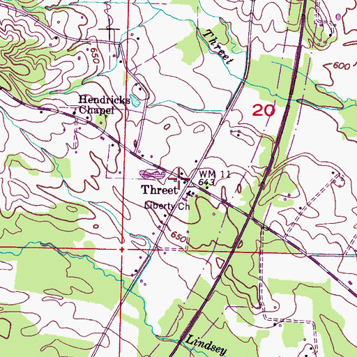 Topographic Map of Threet, AL