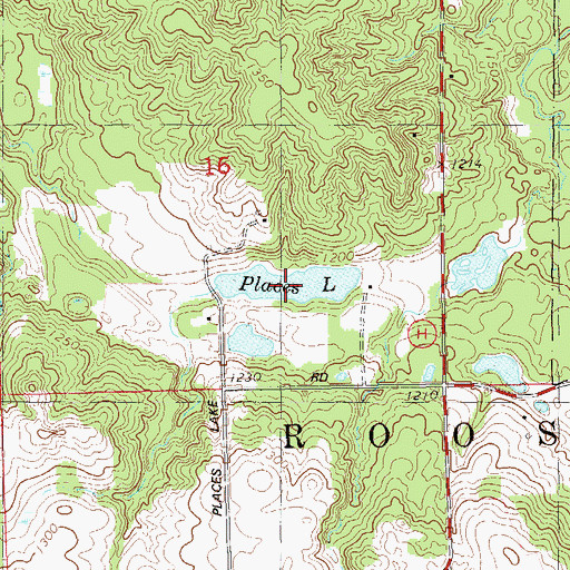 Topographic Map of Places Lake, WI