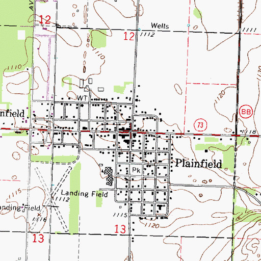 Topographic Map of Plainfield, WI